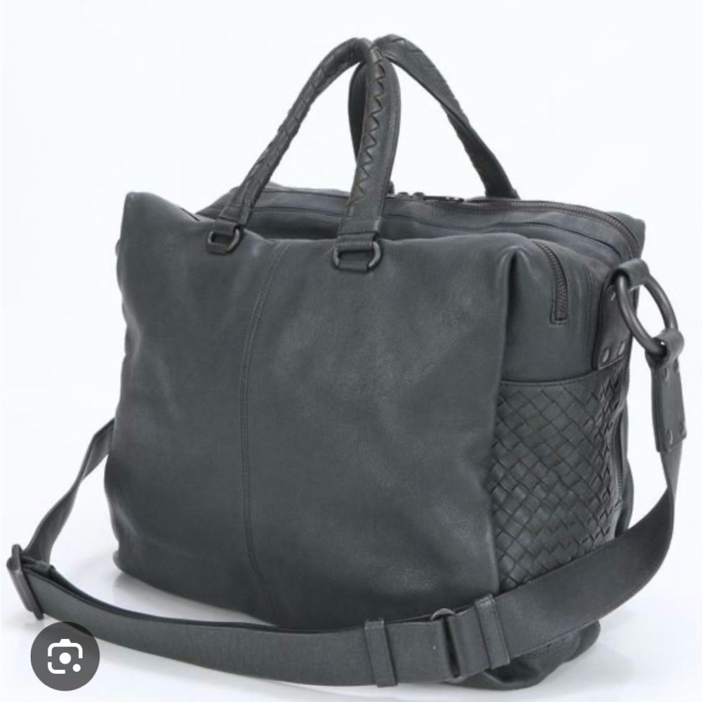 Bottega Veneta Intrecciato Carry On/Duffle Bag in Dark Grey Calf Leather